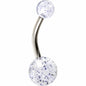 Grade 23 Solid Titanium Clear Glitter Acrylic Belly Ring