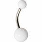 Grade 23 Solid Titanium Flat White Acrylic Belly Ring