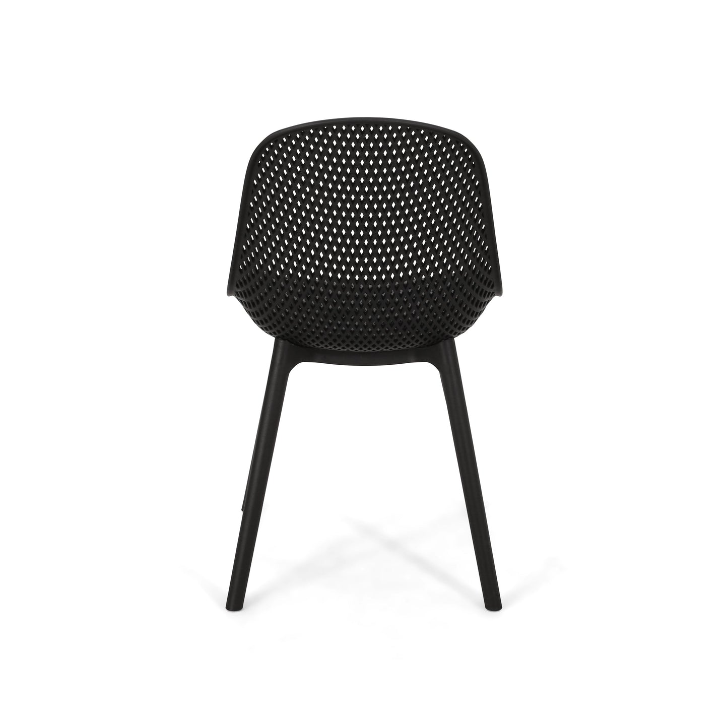 Accent Chair Minimalist Polypropylene Black Perforated Diamond Mesh 18.5x22 In