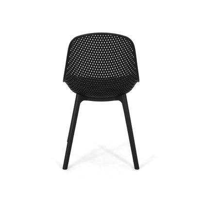 Accent Chair Minimalist Polypropylene Black Perforated Diamond Mesh 18.5x22 In