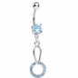 Aqua Gem Paved Circular Loop Belly Ring