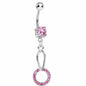 Pink Gem Paved Circular Loop Belly Ring
