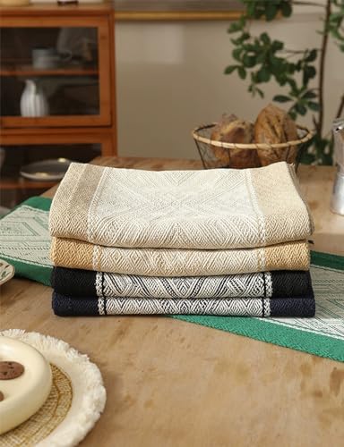 Fennco Styles Diamond Weave Fringe Cotton Blend Table Runner