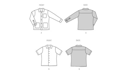 Burda Style Men's Casual Shirt Sewing Pattern B5842 Sizes 38-48