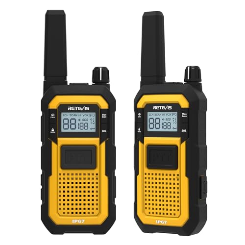 Retevis RB48 Heavy Duty Waterproof Walkie Talkies, Long Range Rechargeable Two Way Radios, Advanced Triple Proof, Vibration Reminder, for Warehousing Construction Contractor(10 Pack)