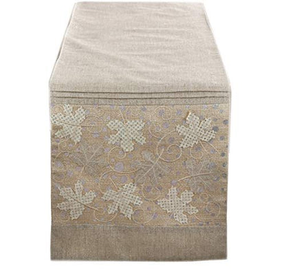 Fennco Styles Applique Maple Leaves Table Runner - Natural - 13"x72" Rectangular