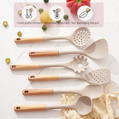 Silicone Cooking Utensils Set 8 Piece with Holder