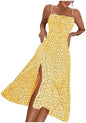 Sundresses - Floerns Women's Summer Split Thigh Spaghetti Strap Cami Midi Floral Dress
