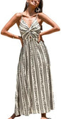 Sundresses - CUPSHE Women's Maxi Dress Floral Print Twisted V Neck Sleeveless Long Dress Summer Casual Dress