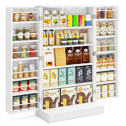 41 Inch Tall Pantry Cabinet Kitchen Storage Cabinet with Doors and Shelves-White