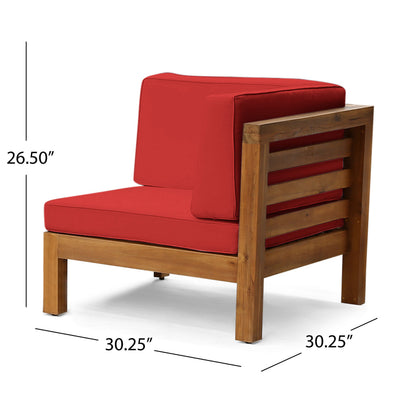 2-Piece Love Seat Set with Water-Resistant Cushions, Red, Acacia Wood Frame,