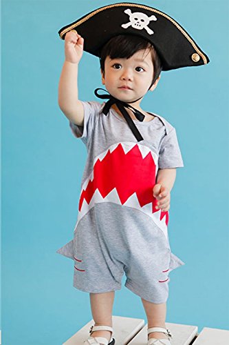 Styles I Love Infant Baby Boys Grey Shark Cotton Romper Jumpsuit Spring Summer Casual Outfit
