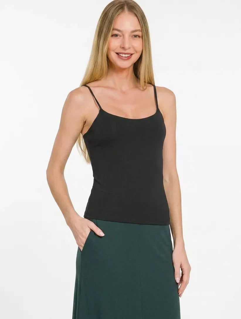 Zenana Double Layered Round Neck Spaghetti Cami
