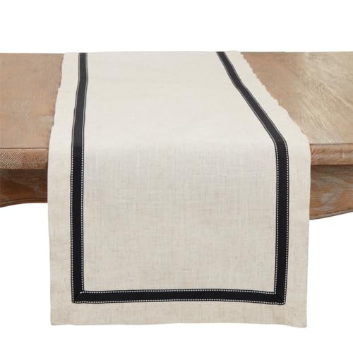 Fennco Styles Grosgrain Accent Decorative Table Runner 16" W X 54" L