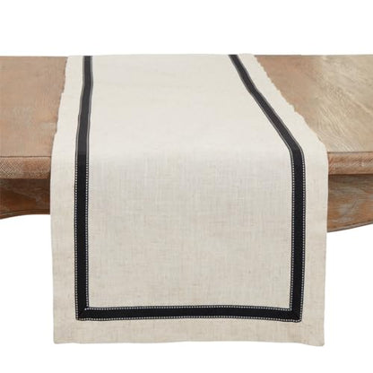 Fennco Styles Grosgrain Accent Decorative Table Runner 16" W X 54" L