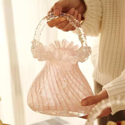 Handmade Glass Purse Vase for Flowers