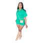 Summer Women's Solid Color Short Sleeve Shirt Shorts Two-piece Set