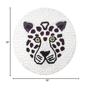 Fennco Styles Kids Cartoon White Panda Shag Area Rug 32" Round - Animal Design Soft Non-Slip Fleece Play Mat for Boys Girls Bedroom Décor, Kids Playroom, Living Room, Nursery Décor