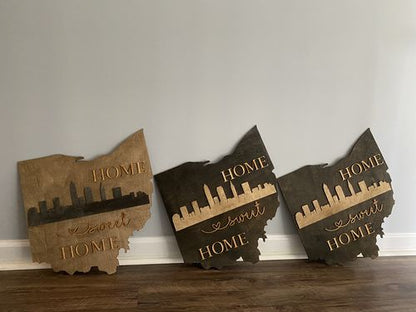 Unfinished Wood Ohio Shape - State - Craft - up to 46" DIY