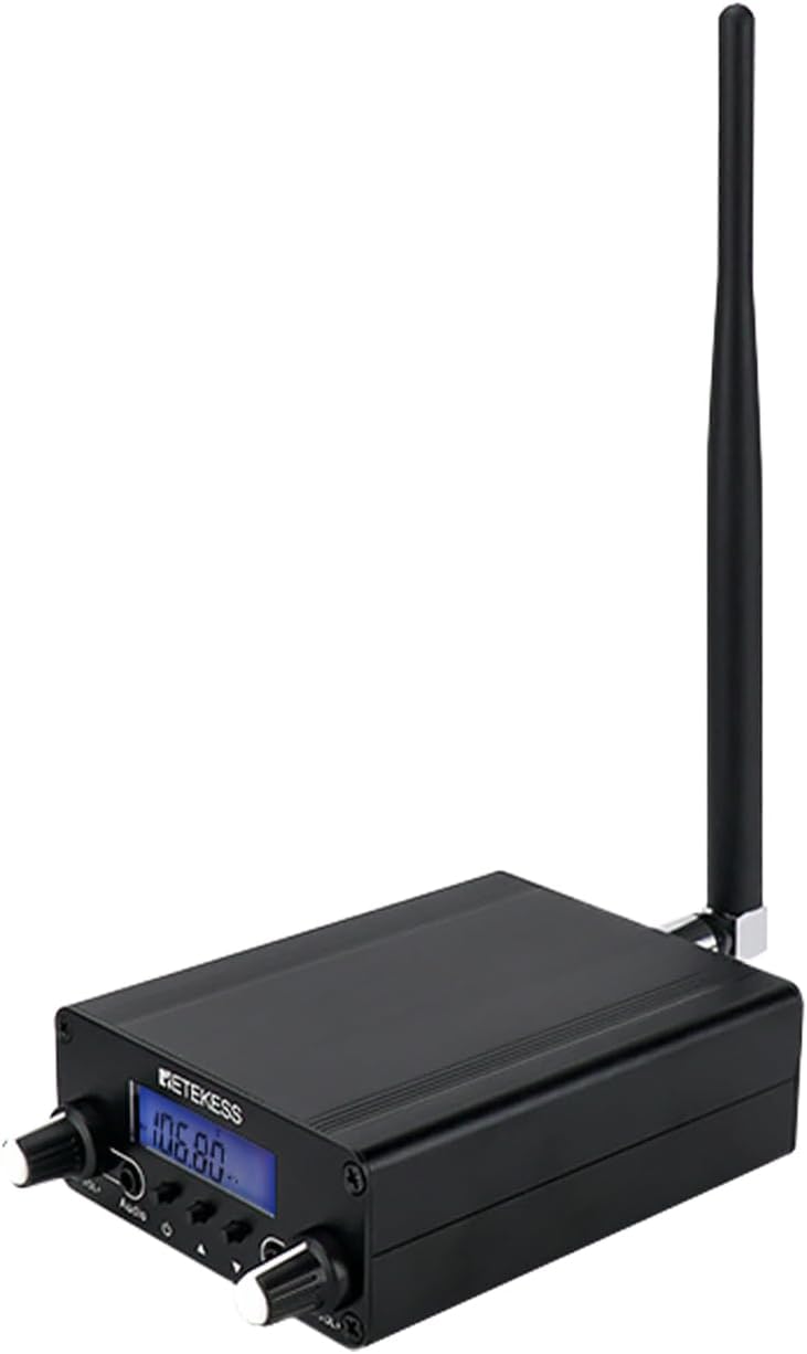 Retekess TR508 FM Transmitter for Church,FM Broadcast Transmitter,Long Range FM Radio Stereo Station with 3.5mm Mic Audio Jack for Drive in Movie,Parking Lot,Home,Library,Fcc Certified