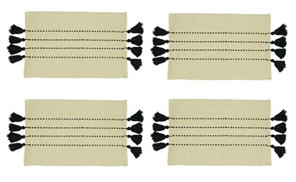 Fennco Styles Striped Tassel Cotton Table Runner 16" W X 72" L