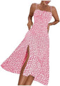 Sundresses - Floerns Women's Summer Split Thigh Spaghetti Strap Cami Midi Floral Dress