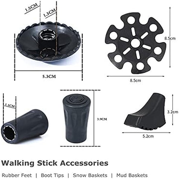 Walking Stick Tips Rubber 4pcs Trekking Pole Tips Replacement- Rubber Feet for Hiking Poles, Walking Sticks, Trekking Poles | Rubber Tip for Walking Sticks Hiking Trekking Poles Boot Tips Rubber Feet