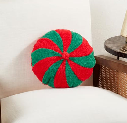 Fennco Styles Festive Candy Cane Design Decorative Filled Throw Pillow