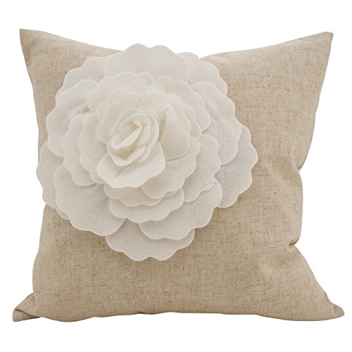Fennco Styles Decorative Rose Flower Statement Throw Pillow 18"x18"