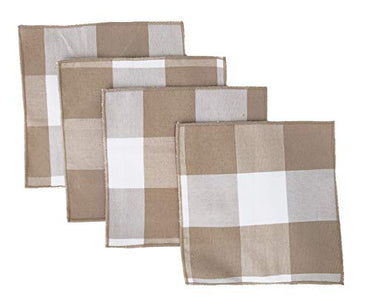 Fennco Styles Buffalo Check Double Layers Reversible Coasters 6"W x 6"L, Set of 4 - Handmade in USA - Plaid Cocktail Napkins for Everyday Use and Special Occasion