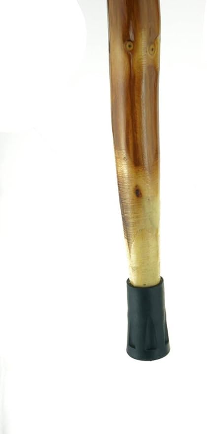 SE 60-Inch Natural Wood Walking Stick with Root Head & Steel Tip - Hand-Carved Floral Design, Huangtang Wood, Grooved Grip - WS631-60RH
