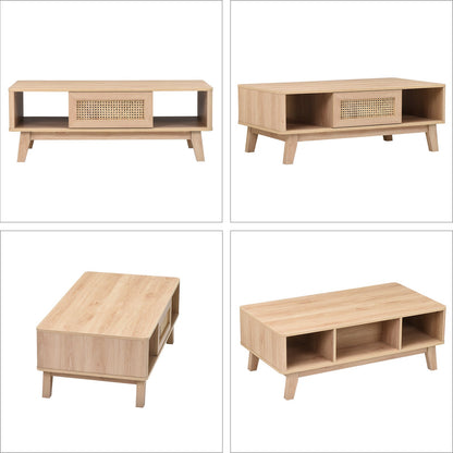 Coffee Table, Mid Century Living Room Tables with Storage, Modern Square with