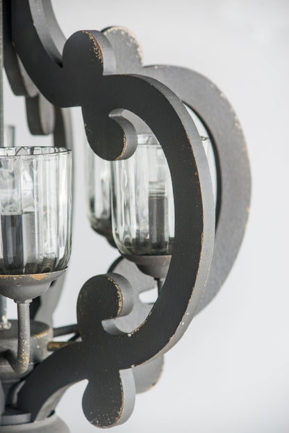 Chandelier Farmhouse 6-Light Wood Pendant Adjustable Chain Dining Room