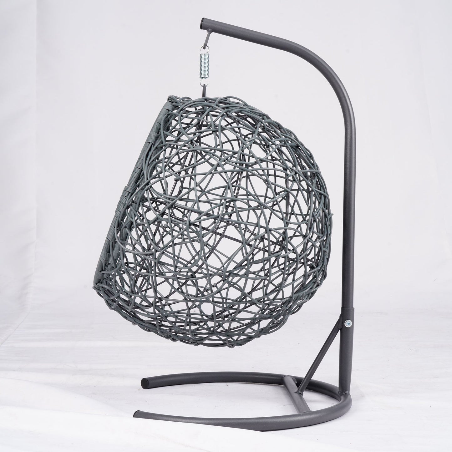 Cat Swing Bed with Stand and Cushion, Rattan Wicker Egg Chair Style, Gray