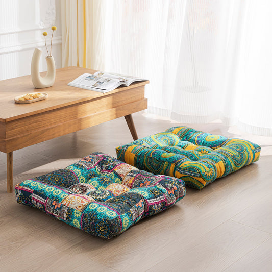 Japanese-Style Cotton Futon Floor Cushion (Round or Square)