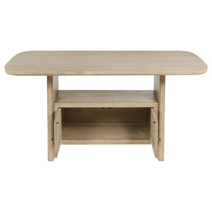 Kailani Cane Counter Height Storage Dining Table Beige Oak
