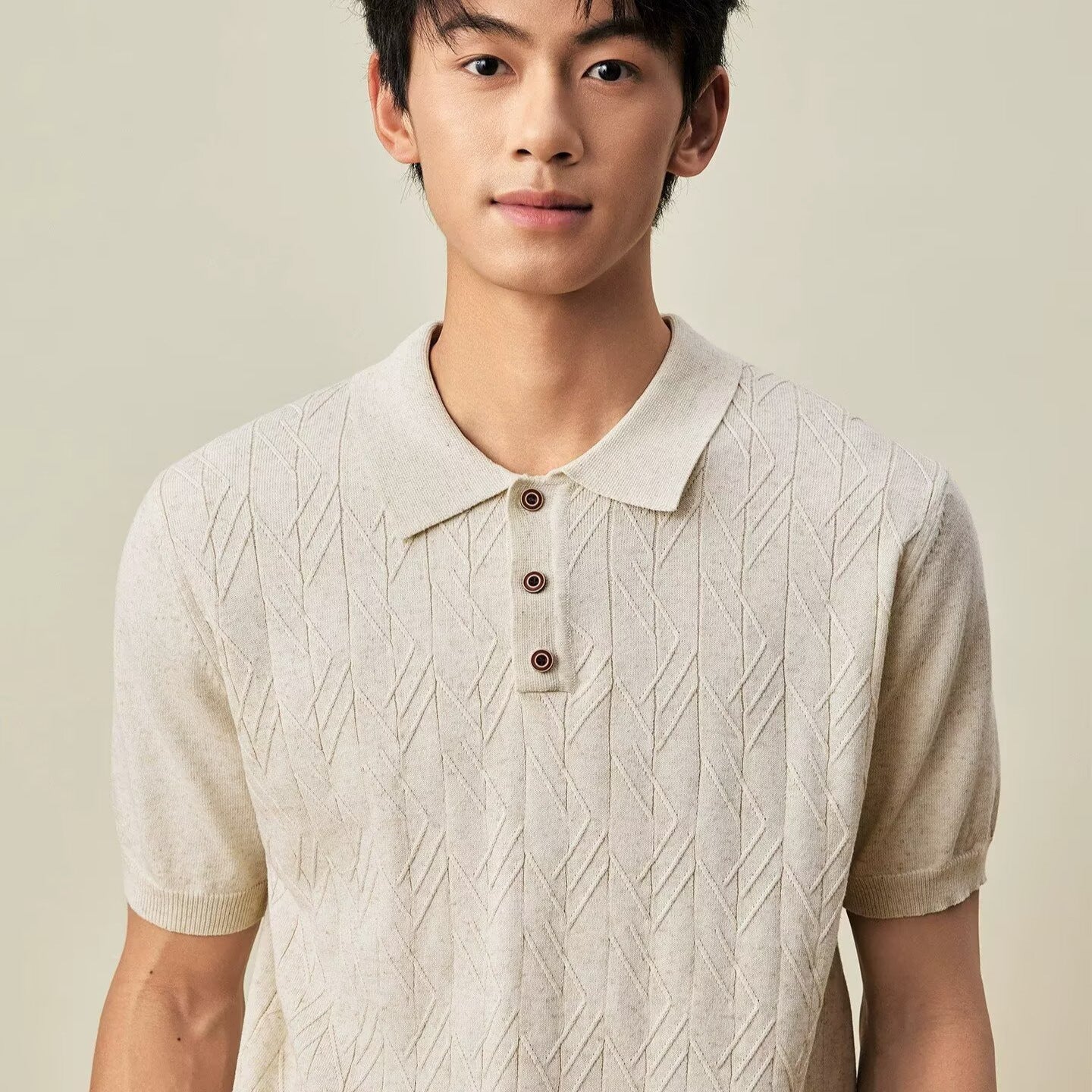 Japanese-style Retro Mens Knitted T-shirt Top