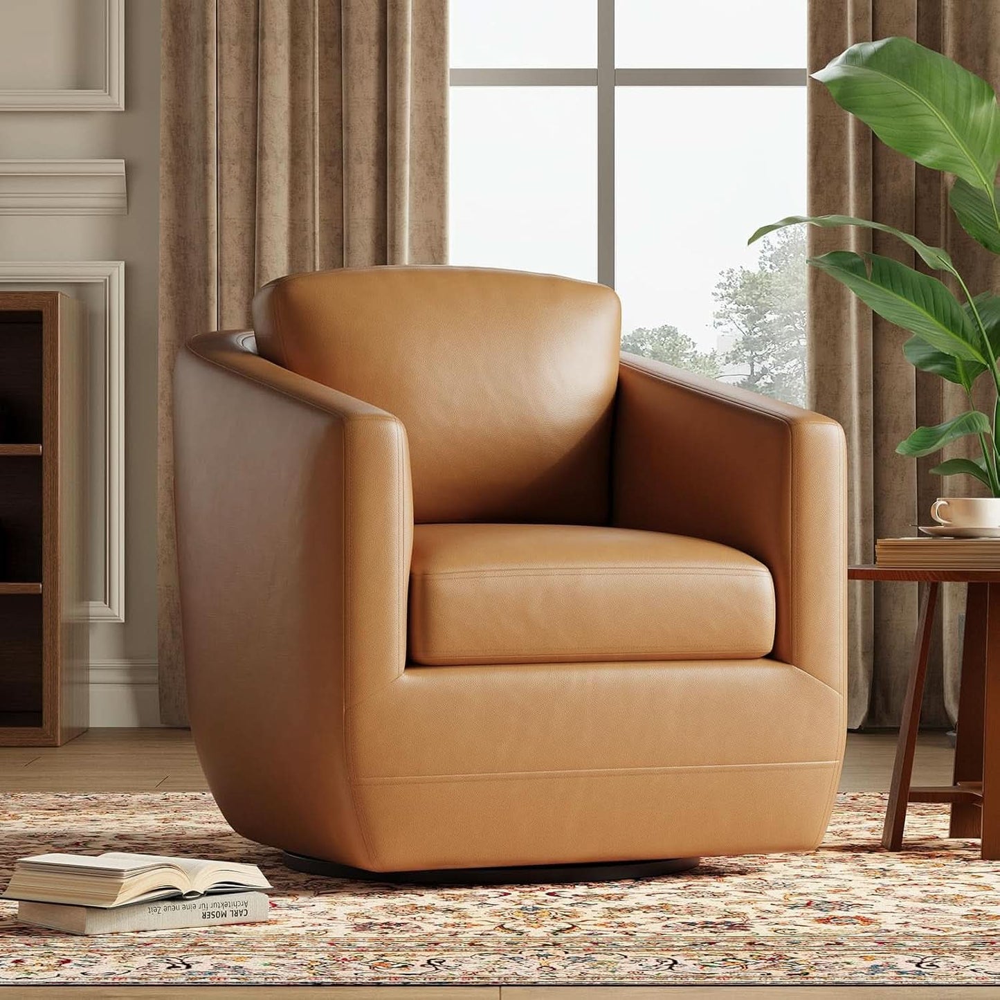 Brown 360 Degree Swivel Premium Upholstered Chairs
