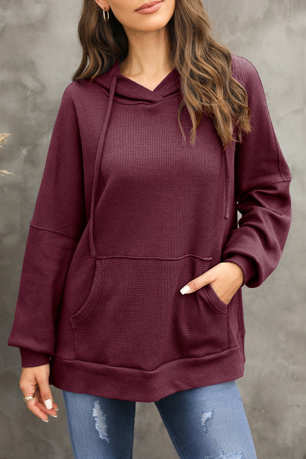 Cozy Waffle Knit Back-to-School Hoodie