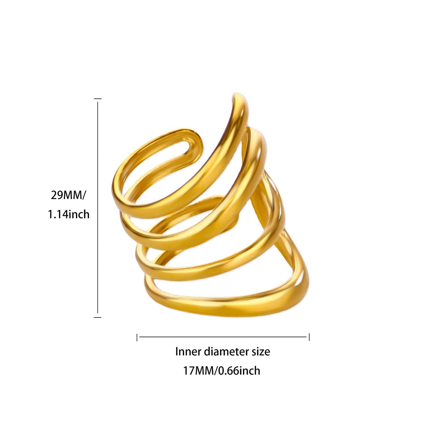 Geometric Line-cut Hollow Mens And Womens Ring