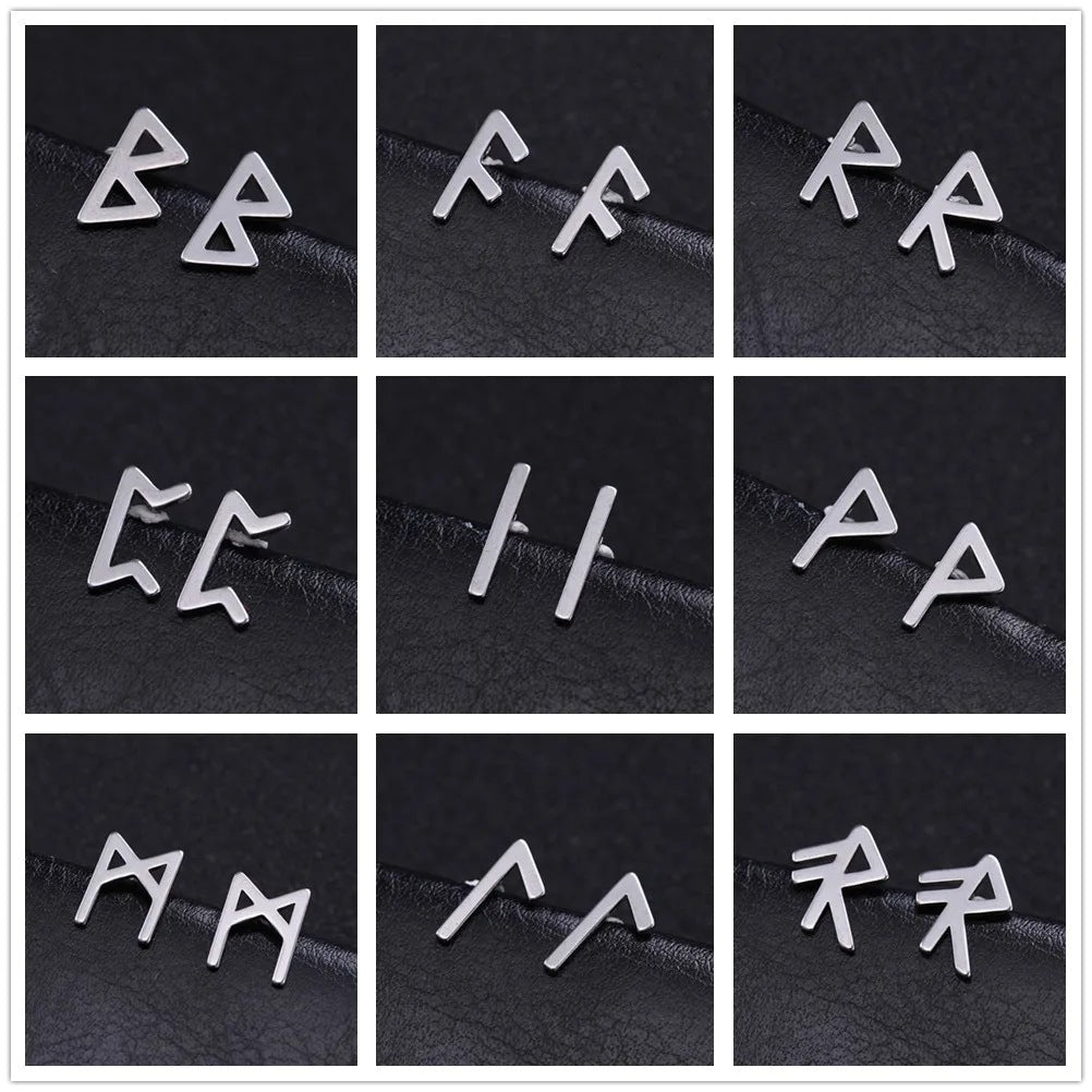 Nordic Rune Letter Earrings Made Of Stainless Steel