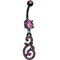 Pink Gem Black Paved Damask Floral Swirl Belly Ring