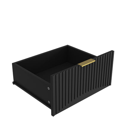 Dresser Classic 9-Drawer Black Particle Board Gold Handles 63x15.74 In