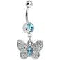 Aqua Gem Marquis Core Butterfly Belly Ring