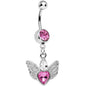Pink Gem Teardrop Heart Flight Belly Ring