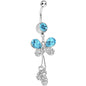 Aqua Gem Butterfly Dewdrops Belly Ring