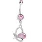 Pink Gem Petal Wing Butterfly Belly Ring
