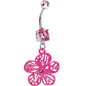 Pink Gem Aurora Hibiscus Flower Belly Ring