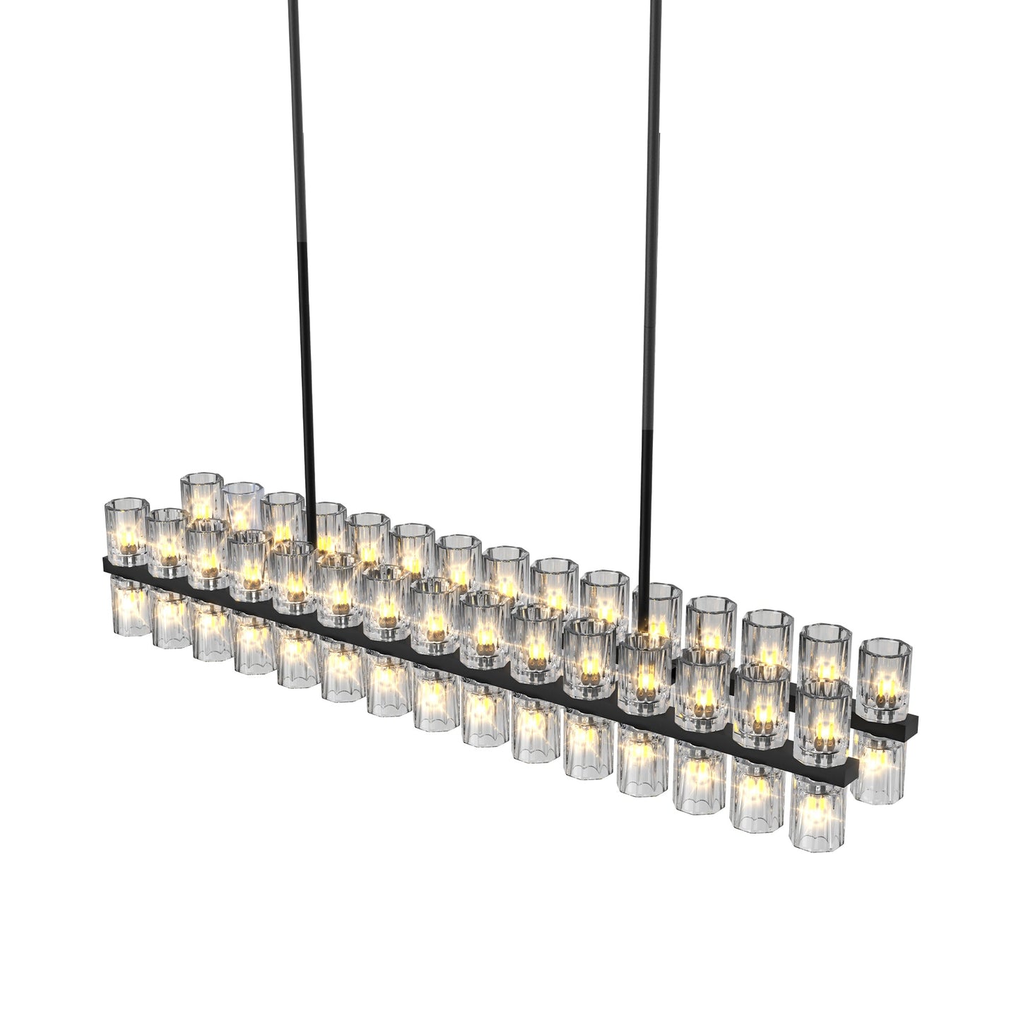 Chandelier Crystal Rectangle Black Frame K9 Crystals Luxurious 54 In