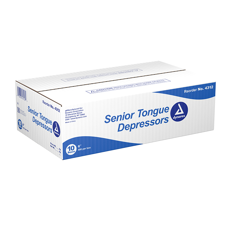 Dynarex Tongue Depressors Wood - Non-Sterile, 500ea/bx, 10bxs/cs (5000 Count)